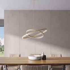 Lámpara colgante LED Albiona de Arcchio, color beige, 2 anillos, Ø 60 cm