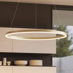 Lámpara colgante LED Albiona de Arcchio, color beige, 1 anillo, Ø 80 cm
