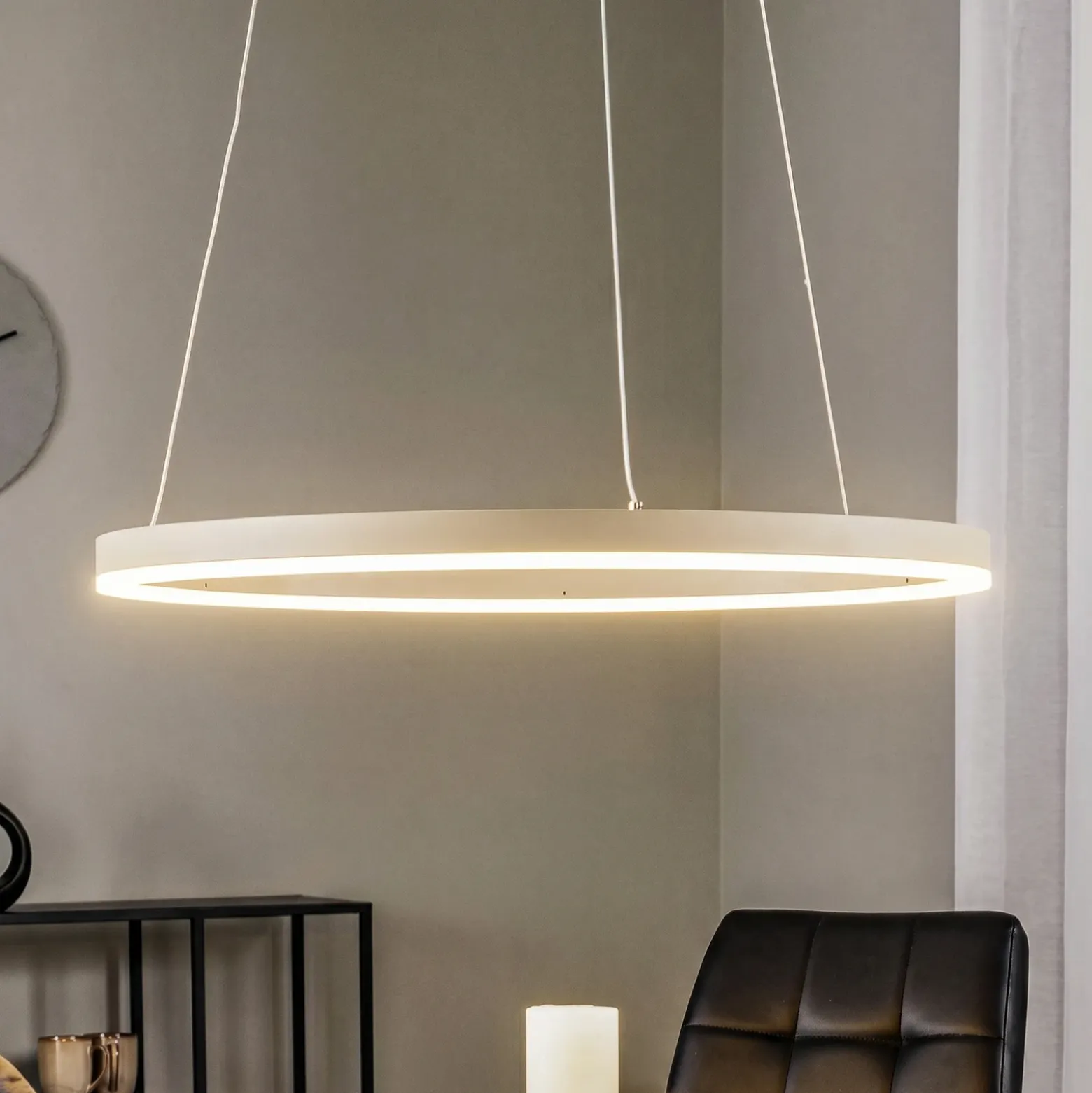 Lámpara colgante LED Albiona de Arcchio, color beige, 1 anillo, Ø 60 cm