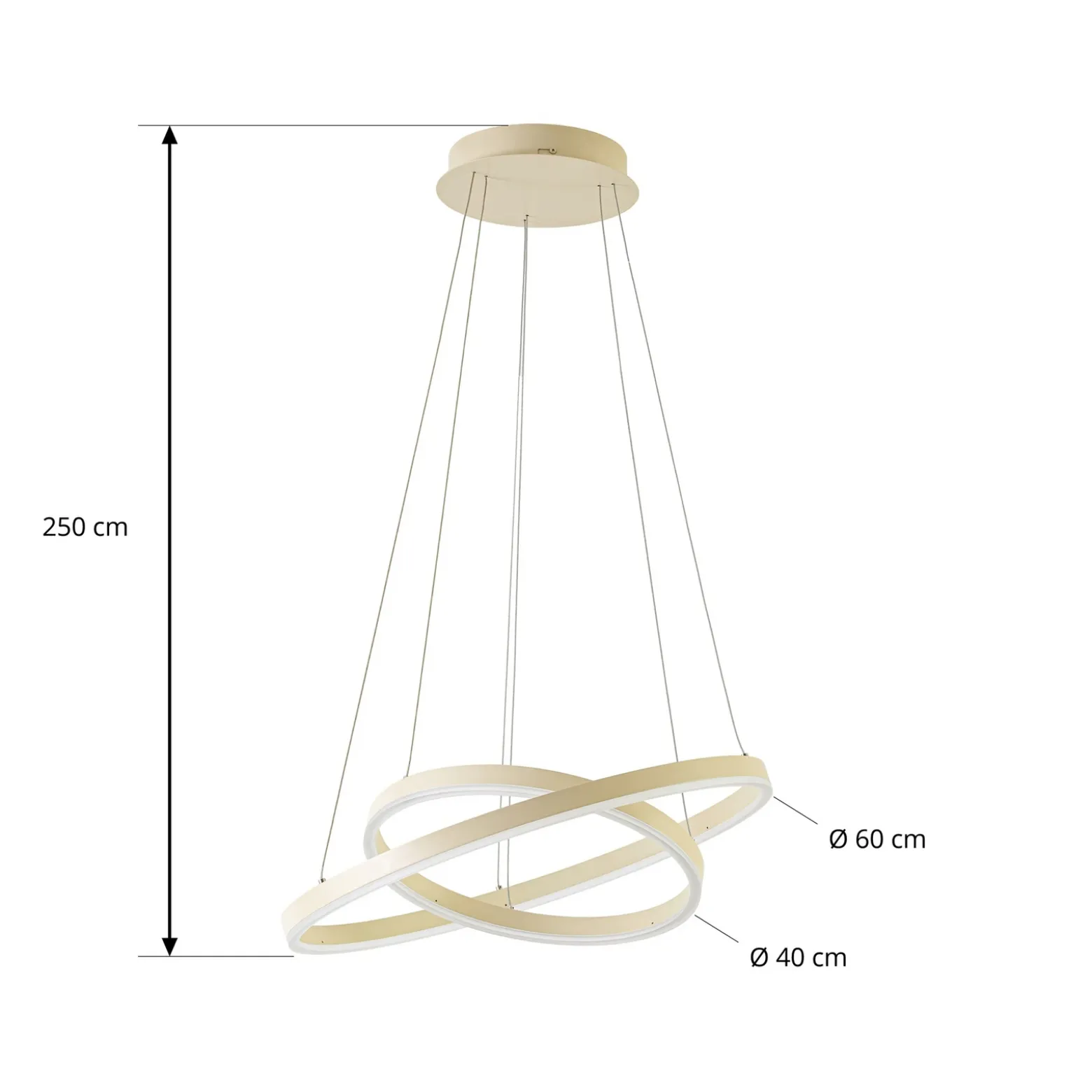 Lámpara colgante LED Albiona de Arcchio, color beige, 2 anillos, Ø 60 cm