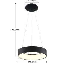 Lámpara colgante LED Aleksi de Arcchio, Ø 45 cm, negro, metal, CCT