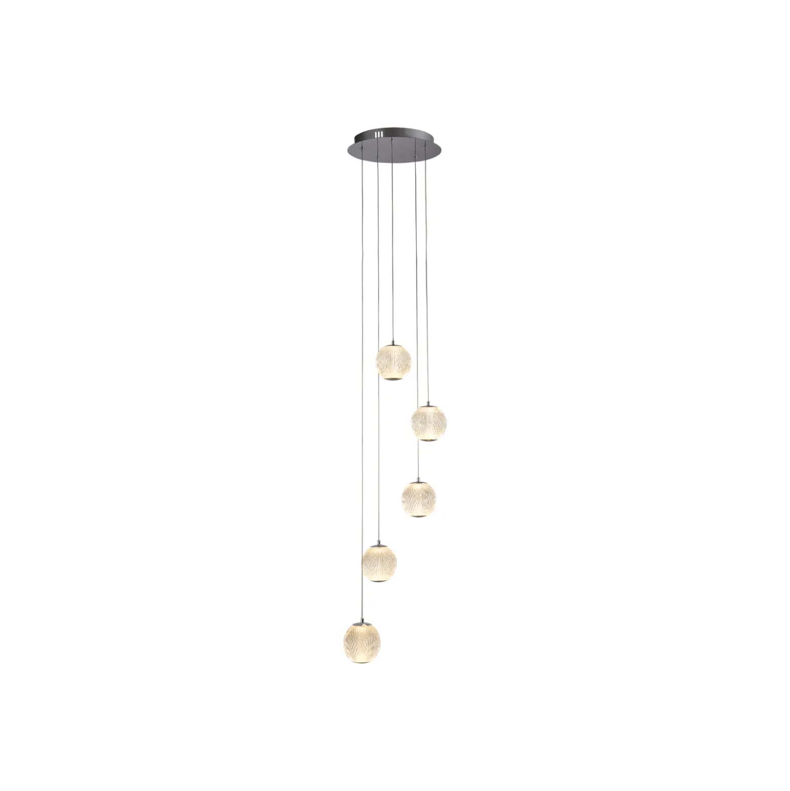 Lámpara colgante LED Allure, cromo, redonda, 5 luces