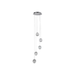 Lámpara colgante LED Allure, cromo, redonda, 5 luces