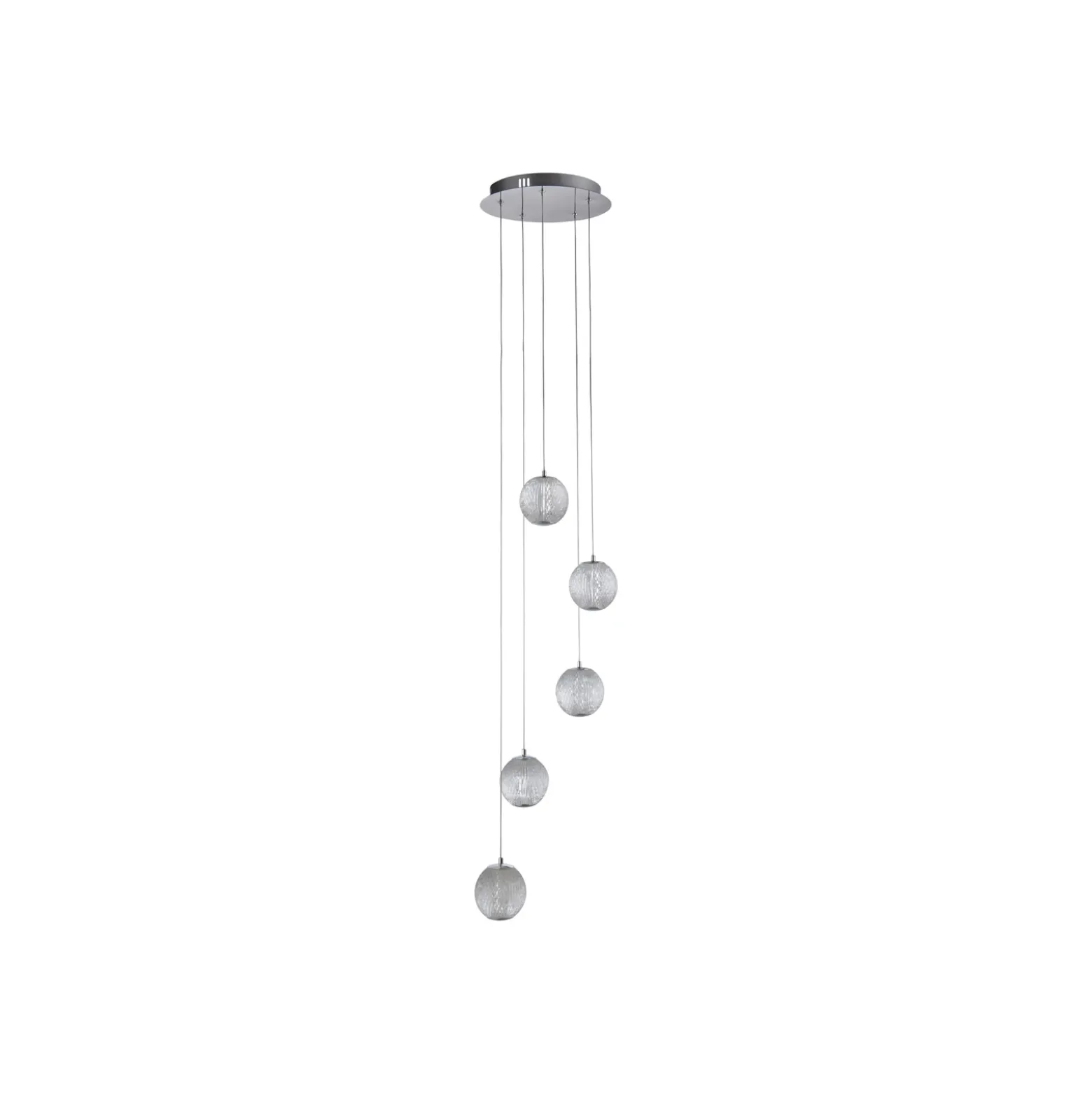 Lámpara colgante LED Allure, cromo, redonda, 5 luces