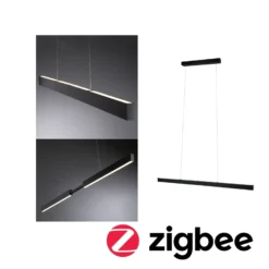 Lámpara colgante LED Aptare de Paulmann, negra, RGBW, inteligente, atenuable.