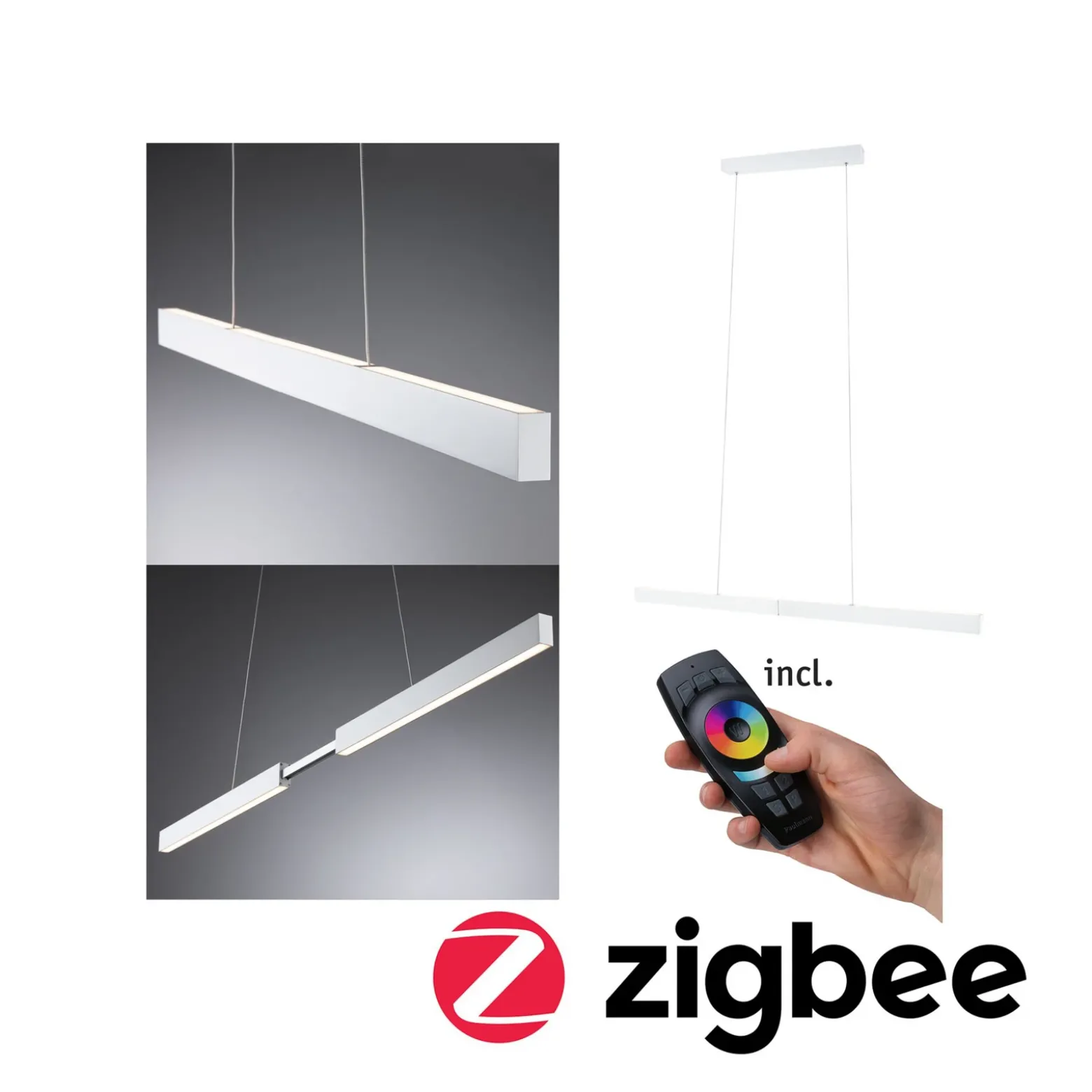 Lámpara colgante LED Aptare de Paulmann, blanca, 2700 K, inteligente, atenuable.