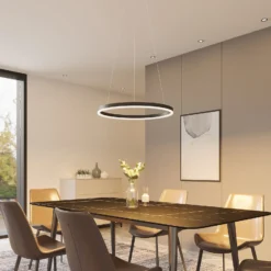 Lámpara colgante LED Arcchio Albiona, negra, 1 anillo, Ø 60 cm