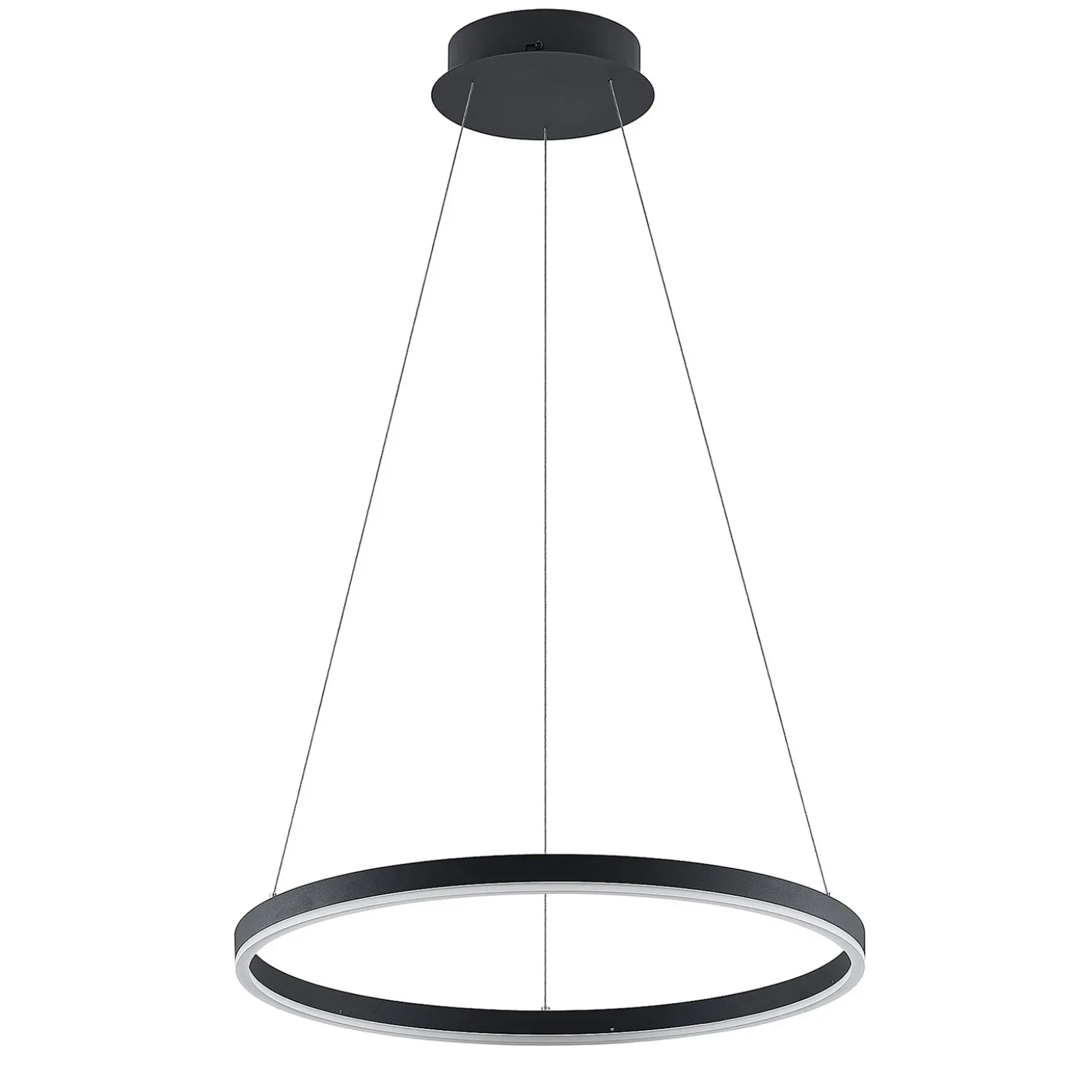 Lámpara colgante LED Arcchio Albiona, negra, 1 anillo, Ø 60 cm