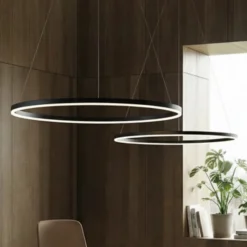 Lámpara colgante LED Arcchio Albiona, negra, 1 anillo, Ø 80 cm