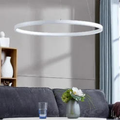 Lámpara colgante LED Arcchio Albiona, blanca, 1 anillo, Ø 80 cm
