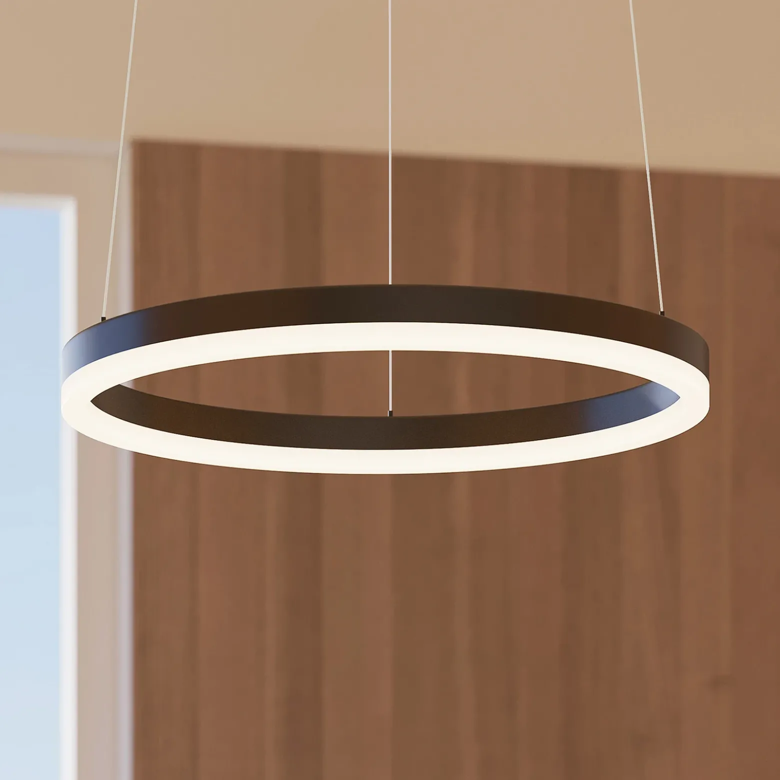 Lámpara colgante LED Arcchio Albiona, negra, 1 anillo, Ø 40 cm