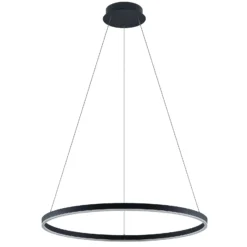 Lámpara colgante LED Arcchio Albiona, negra, 1 anillo, Ø 80 cm