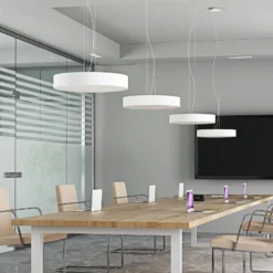 Lámpara colgante LED Arcchio Noabelle, Ø 60 cm, blanca, metal
