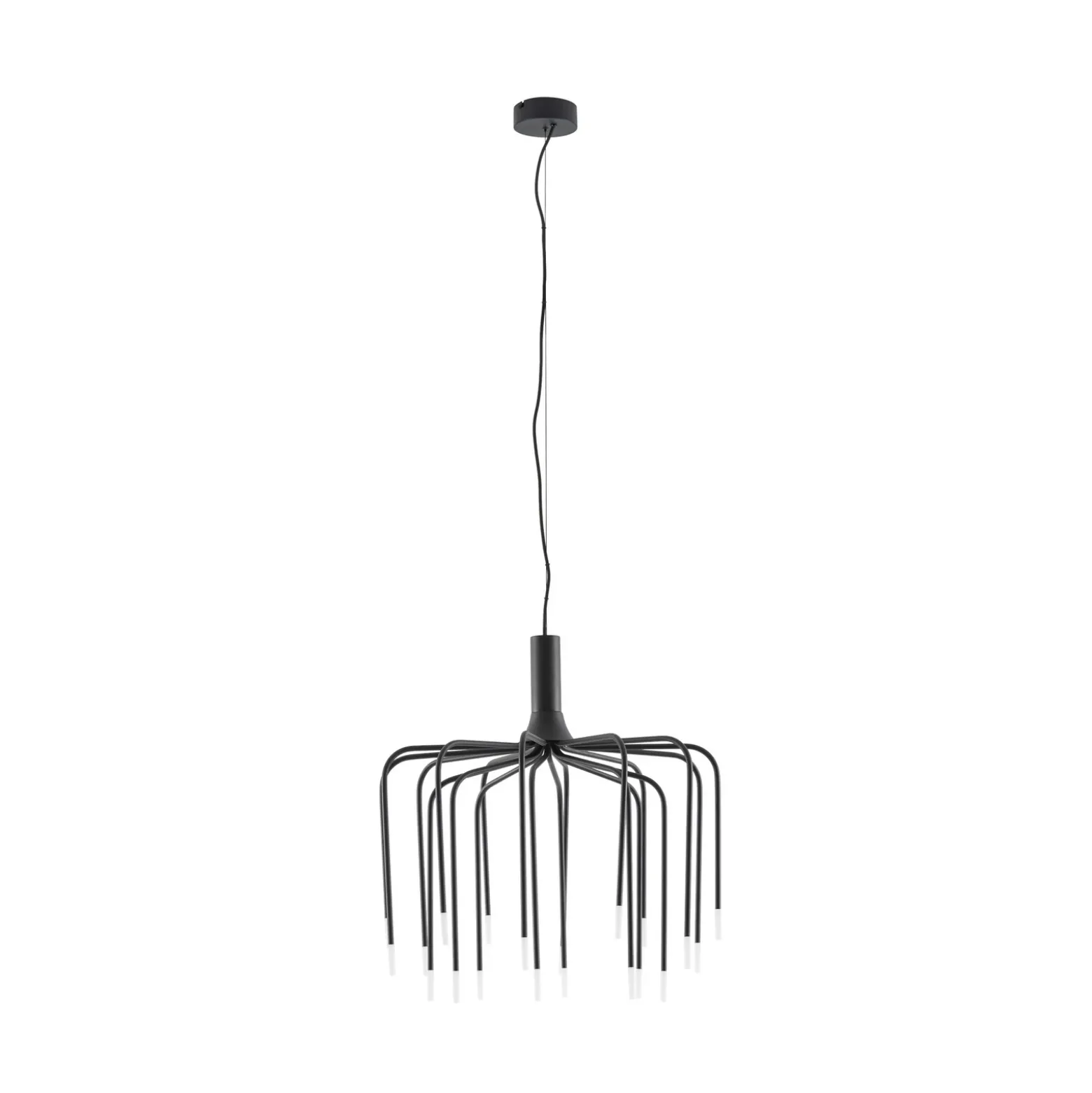 Lámpara colgante LED Ariadne de Lucande, Ø 57 cm, negro mate, 20 lámparas.