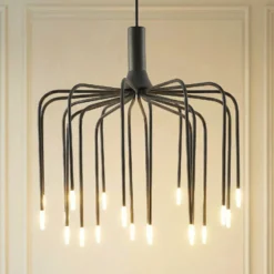 Lámpara colgante LED Ariadne de Lucande, Ø 57 cm, negro mate, 20 lámparas.