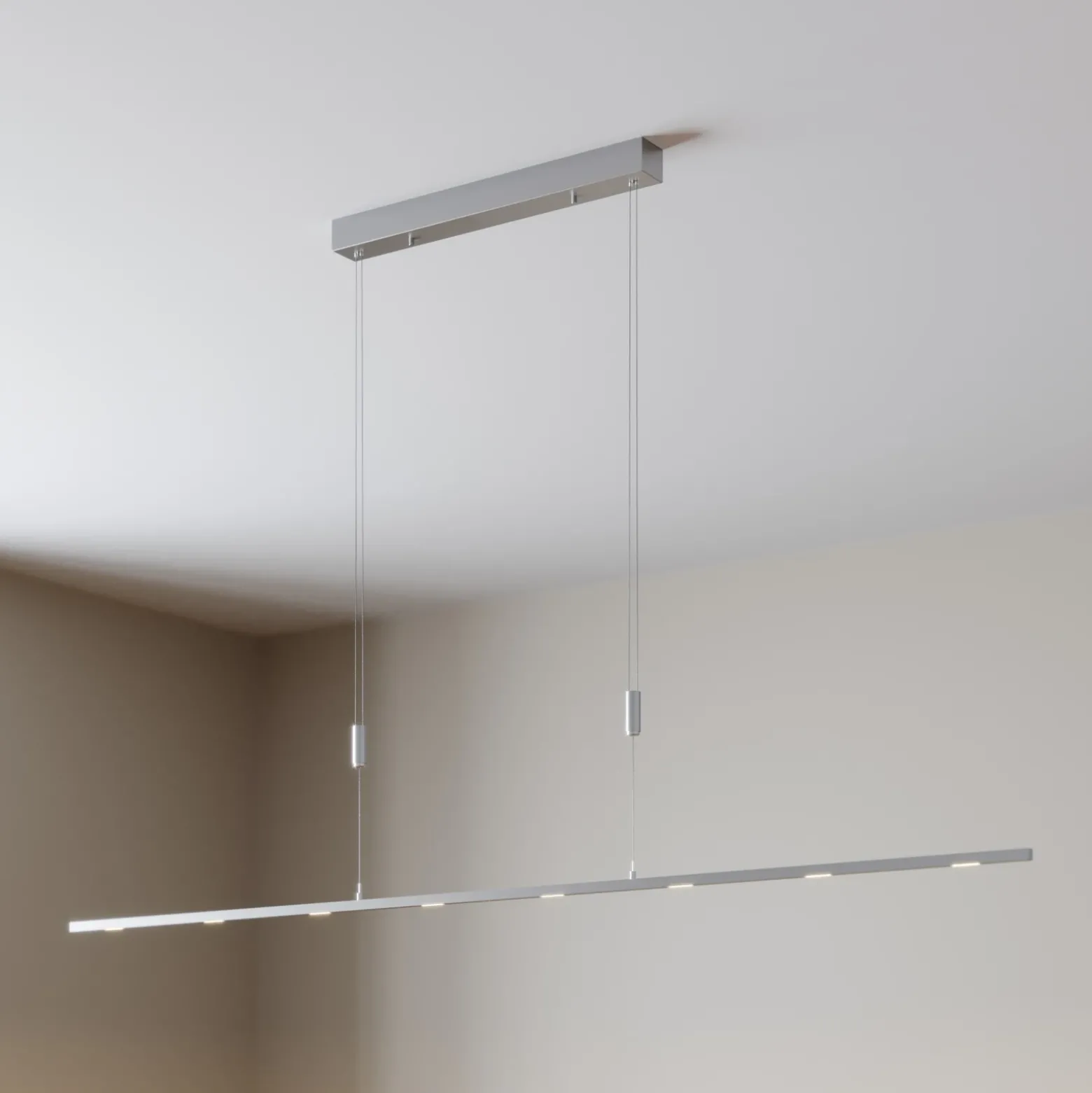 Lámpara colgante LED Arnik de Lucande, 180 cm, color níquel, atenuable