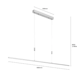 Lámpara colgante LED Arnik de Lucande, 180 cm, color níquel, atenuable