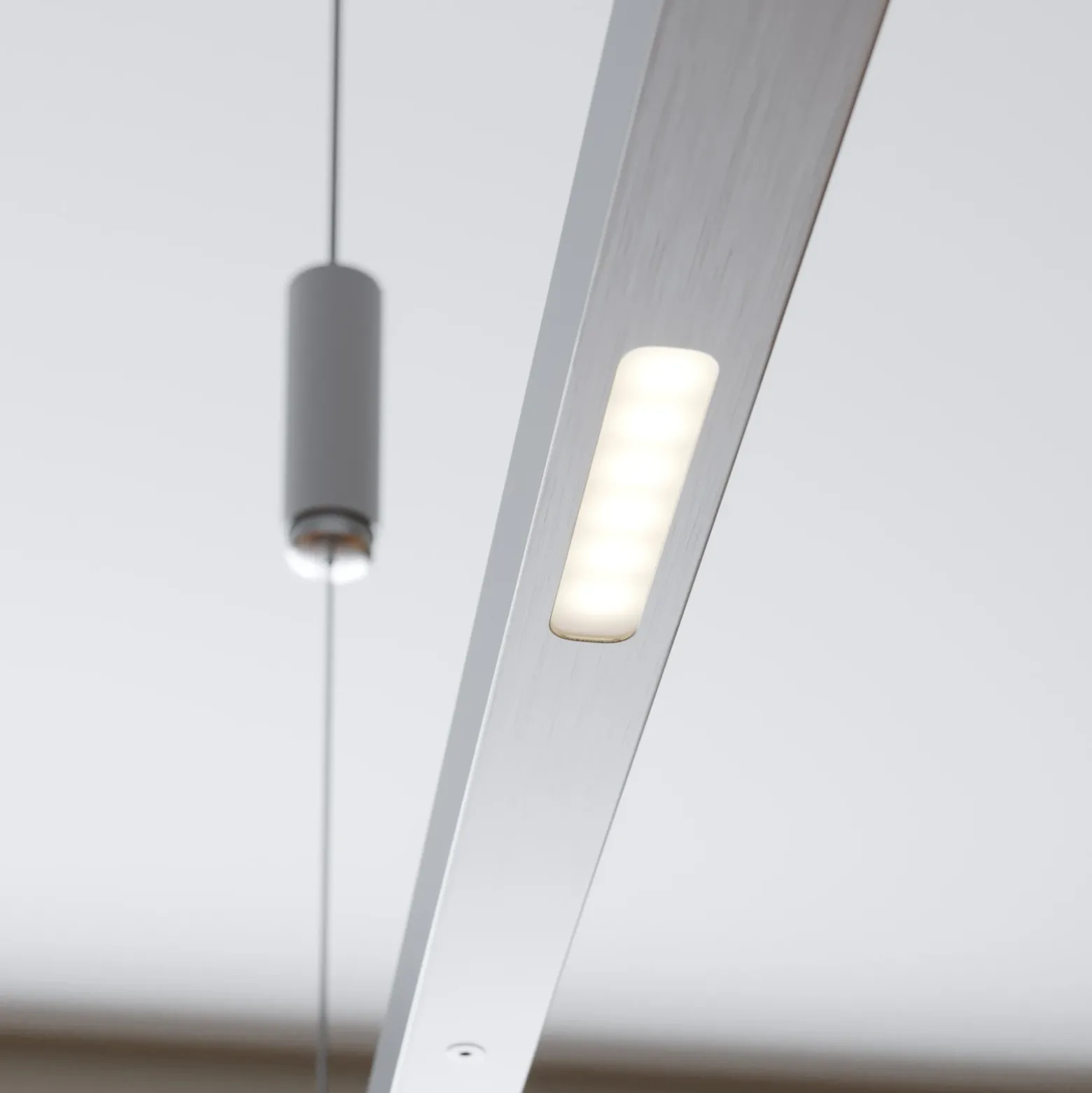Lámpara colgante LED Arnik de Lucande, 180 cm, color níquel, atenuable