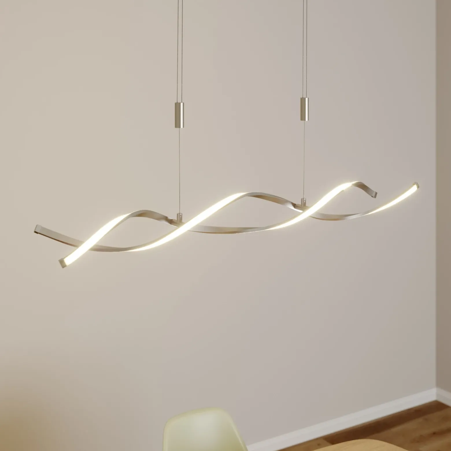 Lámpara colgante LED Auron de Lindby, color níquel, metal, atenuable