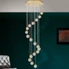 Lámpara colgante LED Ball 18 luces, oro/crema