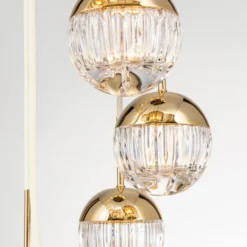 Lámpara colgante LED Ball 18 luces, oro/crema