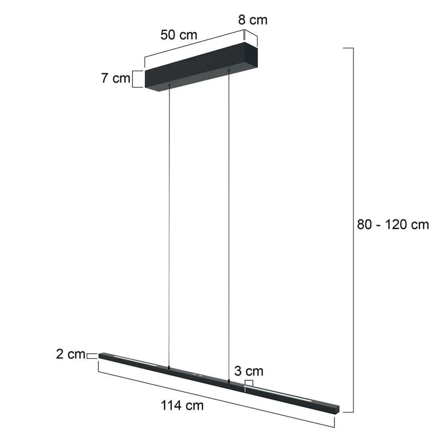 Lámpara colgante LED Bande, arriba/abajo, negra, 120 cm, CCT, atenuador