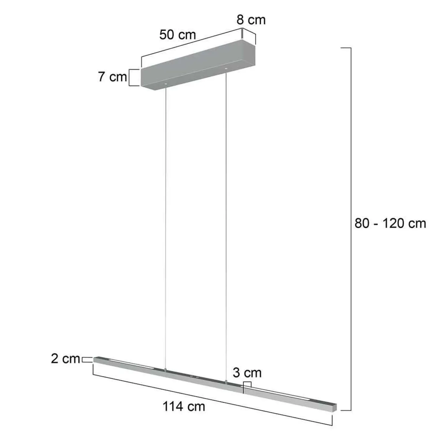 Lámpara colgante LED Bande, arriba/abajo, acero, 120 cm, CCT, atenuador