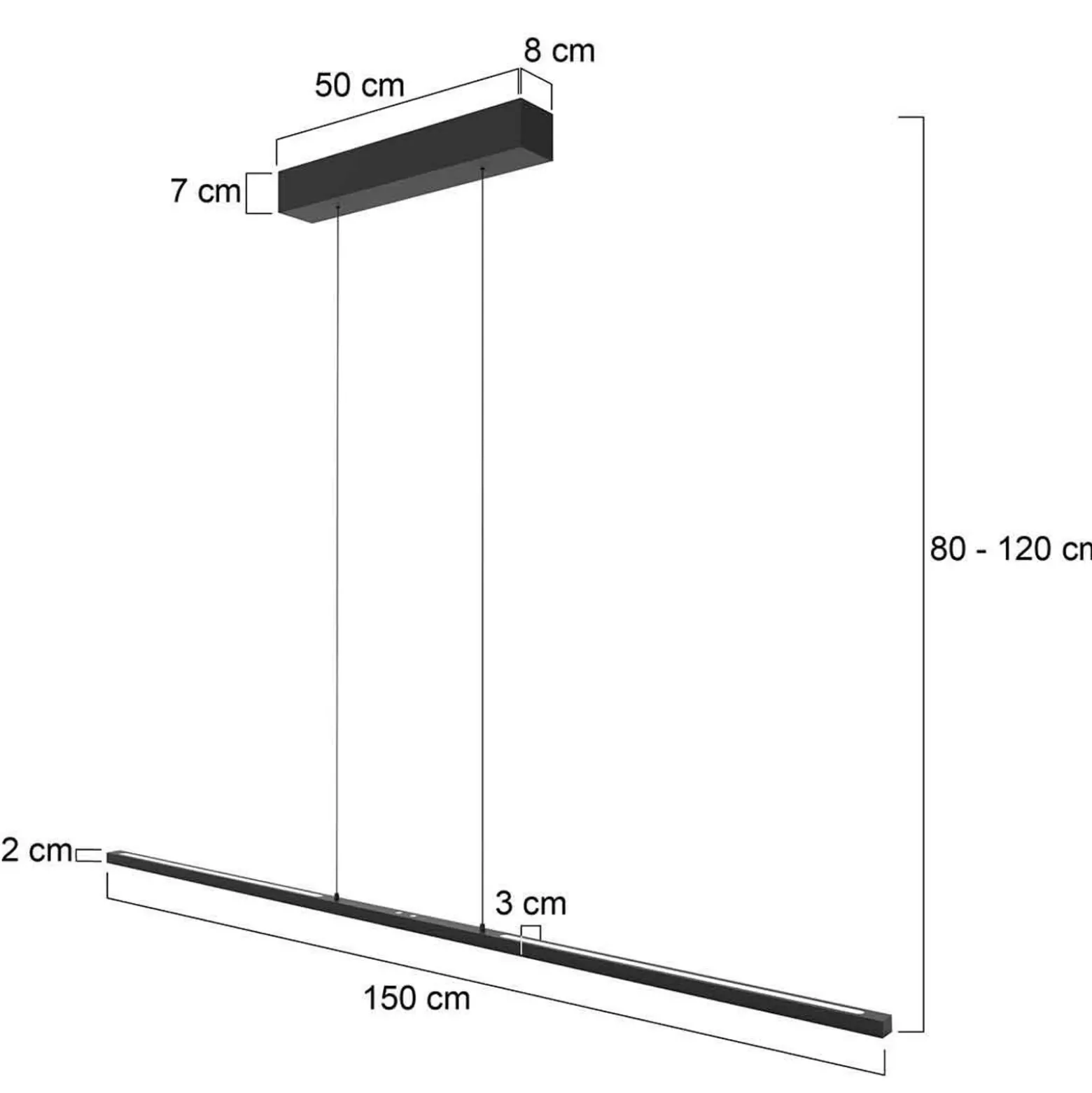 lámpara colgante LED Bande, 150 cm arriba/abajo, negro, CCT, atenuador