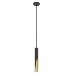 Lámpara colgante LED Barbotto en negro/oro, 1 luz