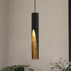 Lámpara colgante LED Barbotto en negro/oro, 1 luz