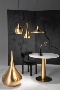 lámpara colgante LED Beat Wide de Tom Dixon, color latón, Ø 36 cm