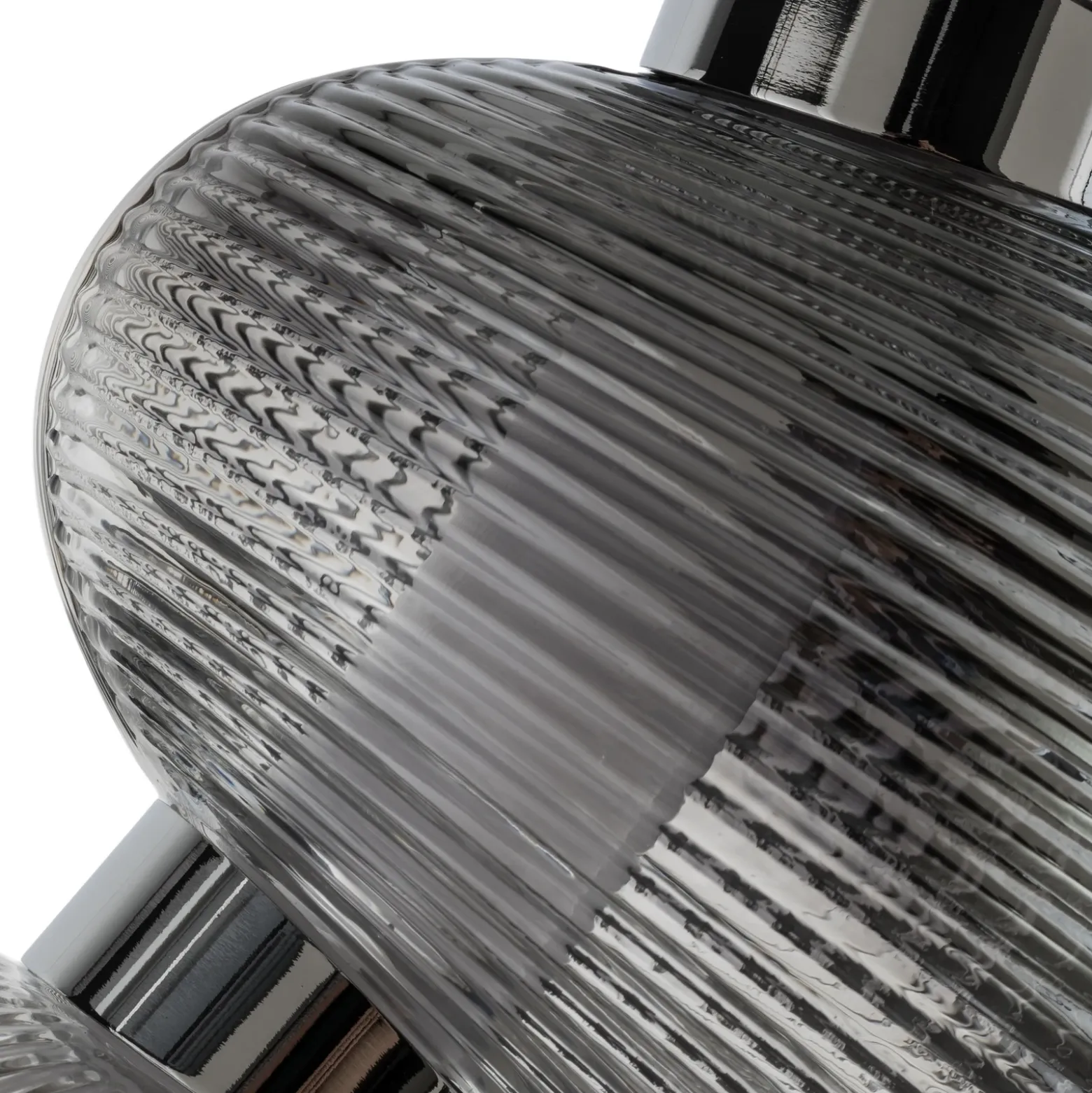 Lámpara colgante LED Bolla, cromada/gris humo, cristal, longitud 79,5 cm