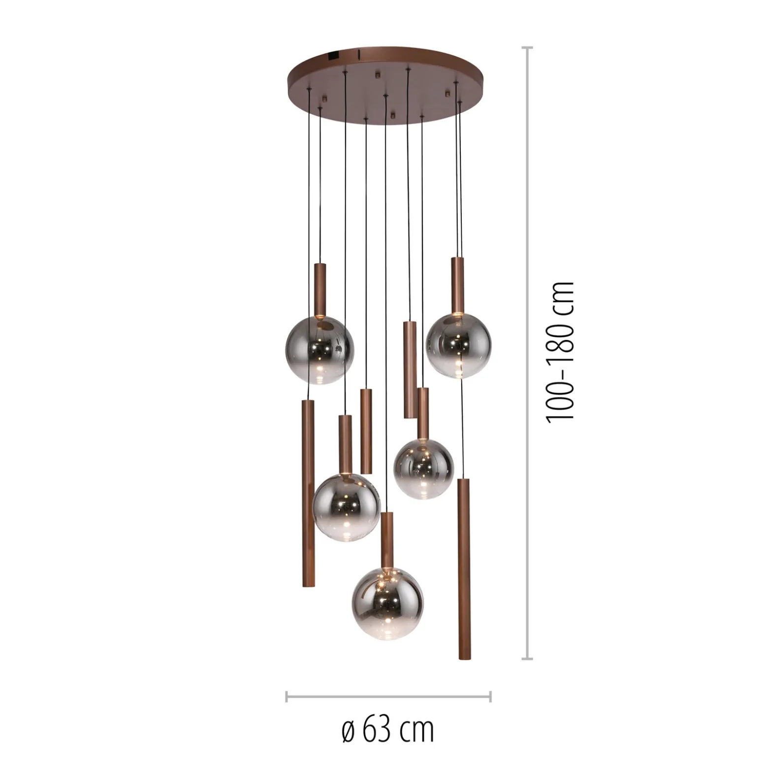 Lámpara colgante LED Bowl de Paul Neuhaus, Ø 63 cm, marrón/gris