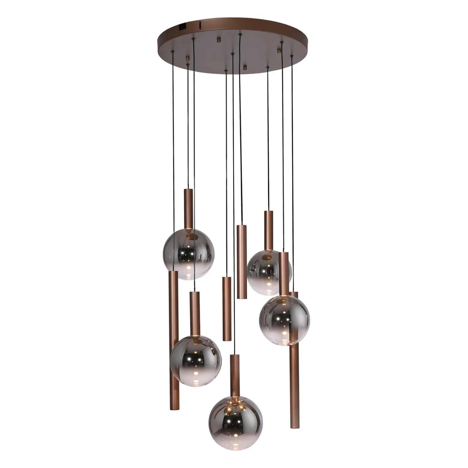 Lámpara colgante LED Bowl de Paul Neuhaus, Ø 63 cm, marrón/gris