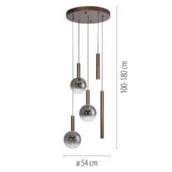 Lámpara colgante LED «Bowl» de Paul Neuhaus, Ø 54 cm, marrón/gris, atenuable.