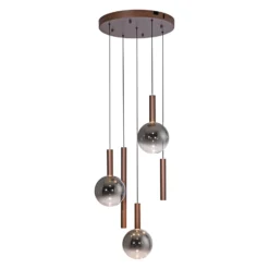 Lámpara colgante LED «Bowl» de Paul Neuhaus, Ø 54 cm, marrón/gris, atenuable.