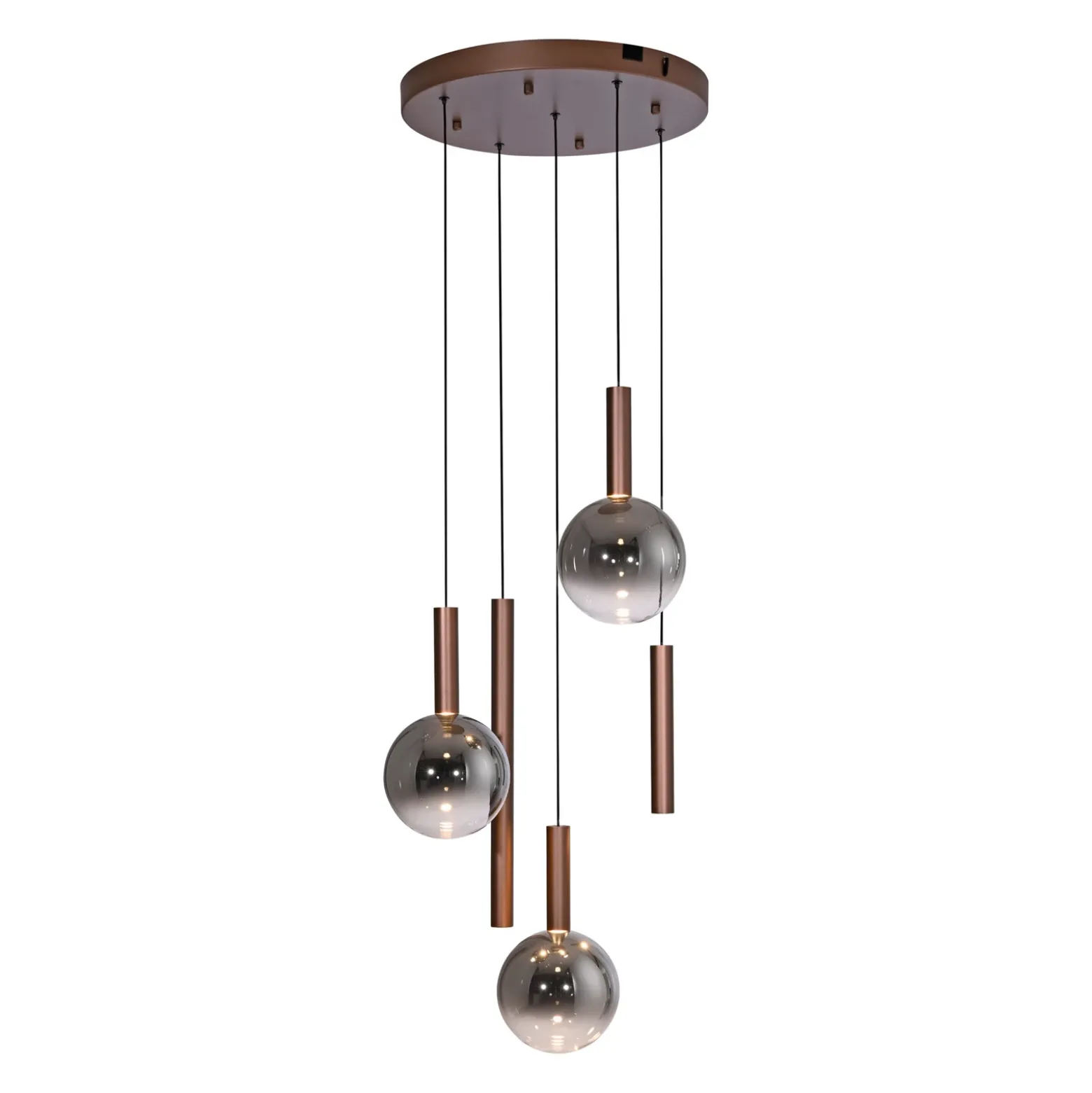Lámpara colgante LED «Bowl» de Paul Neuhaus, Ø 54 cm, marrón/gris, atenuable.
