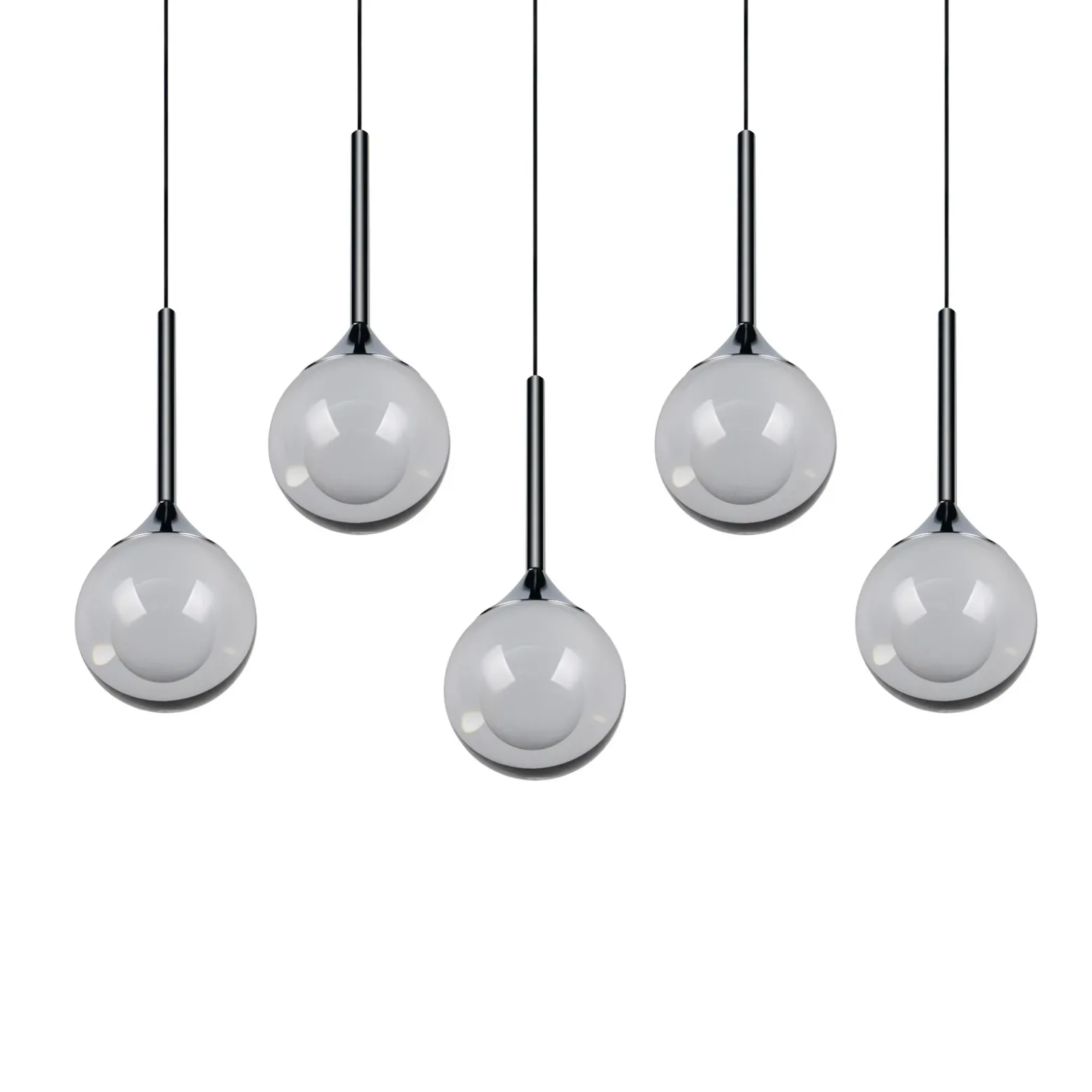 Lámpara colgante LED Calista, cromada, longitud 100 cm, metal/cristal, 5 luces