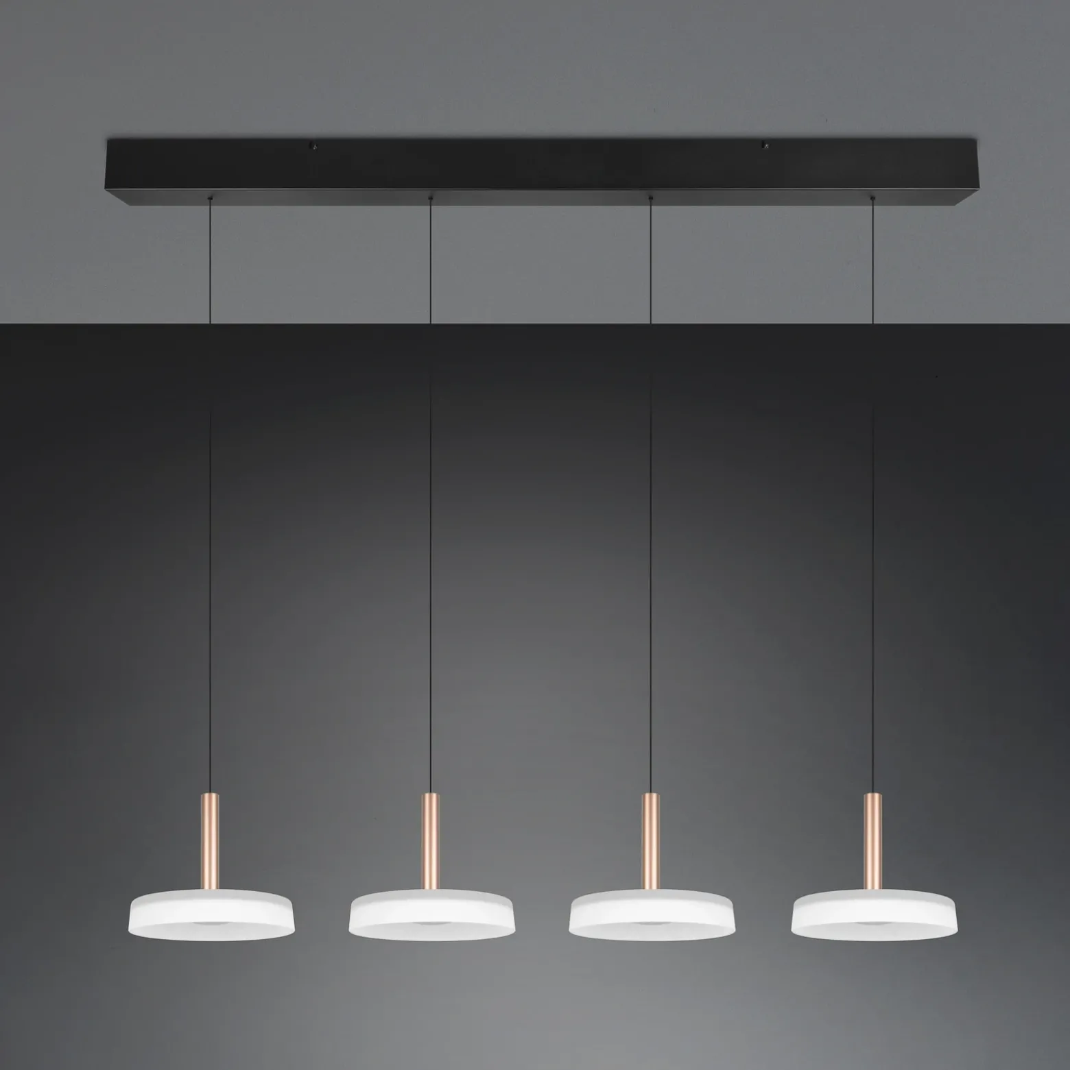 Lámpara colgante LED Celeste blanco/marrón 115 cm 4 luces de cristal atenuables