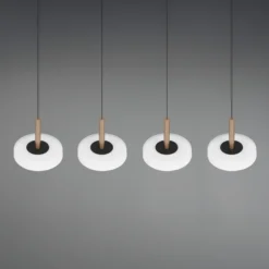 Lámpara colgante LED Celeste blanco/marrón 115 cm 4 luces de cristal atenuables