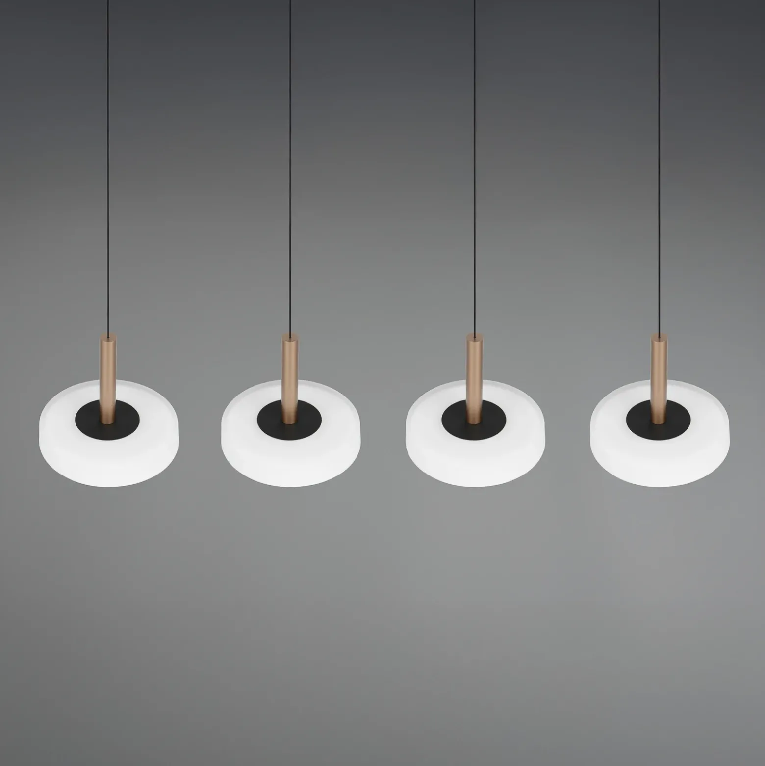 Lámpara colgante LED Celeste blanco/marrón 115 cm 4 luces de cristal atenuables
