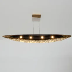 Lámpara colgante LED Chiasso, negro-marrón/oro