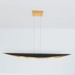 Lámpara colgante LED Chiasso, negro-marrón/oro