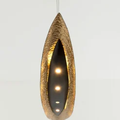 Lámpara colgante LED Chiasso, negro-marrón/oro