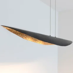 Lámpara colgante LED Chiasso, negro-marrón/oro