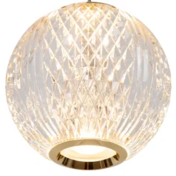 Lámpara colgante LED Cintra, angular, transparente/oro, acrílico