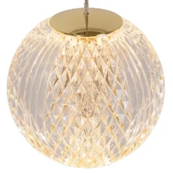 Lámpara colgante LED Cintra, angular, transparente/oro, acrílico