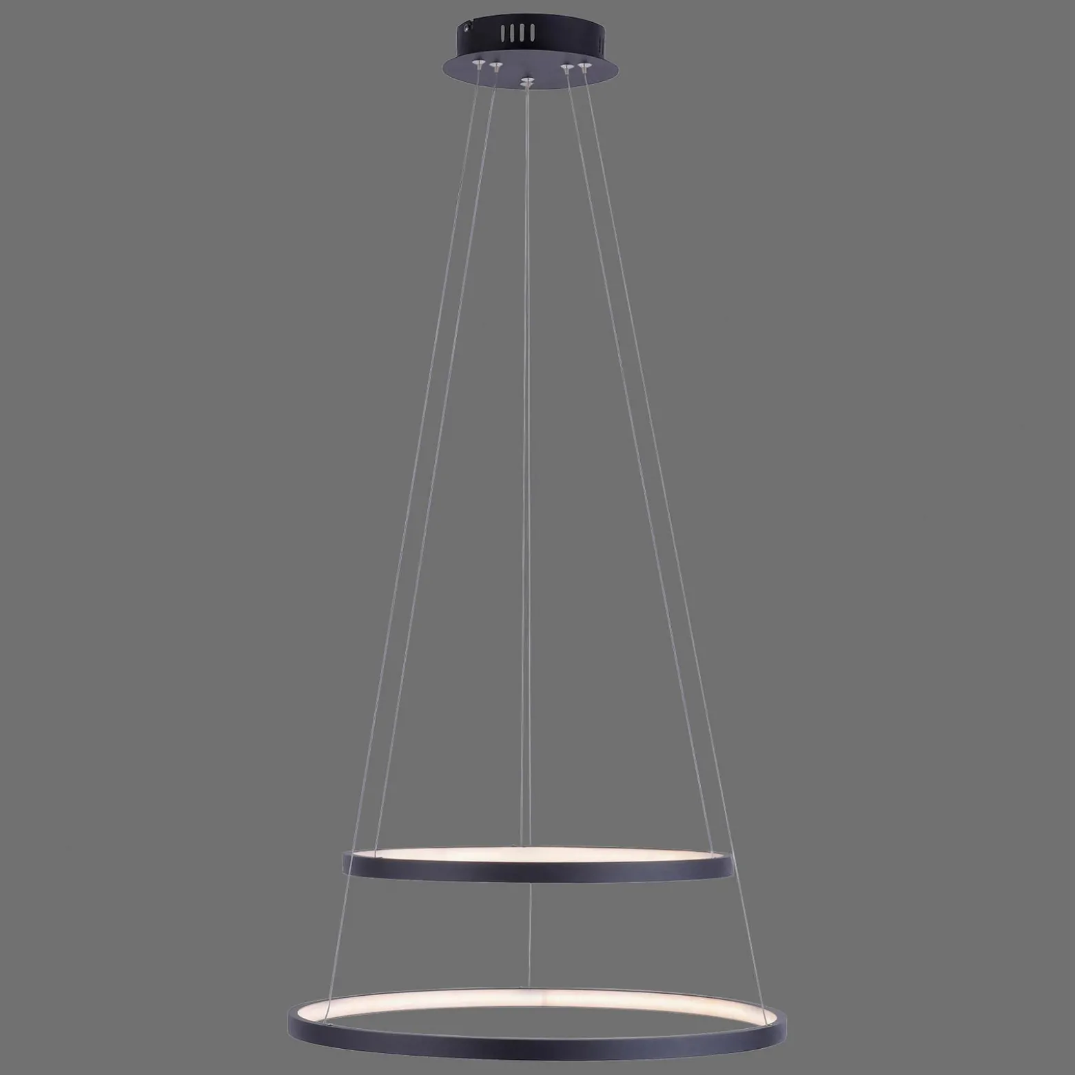 Lámpara colgante LED Circle, antracita, versión de 2 luces