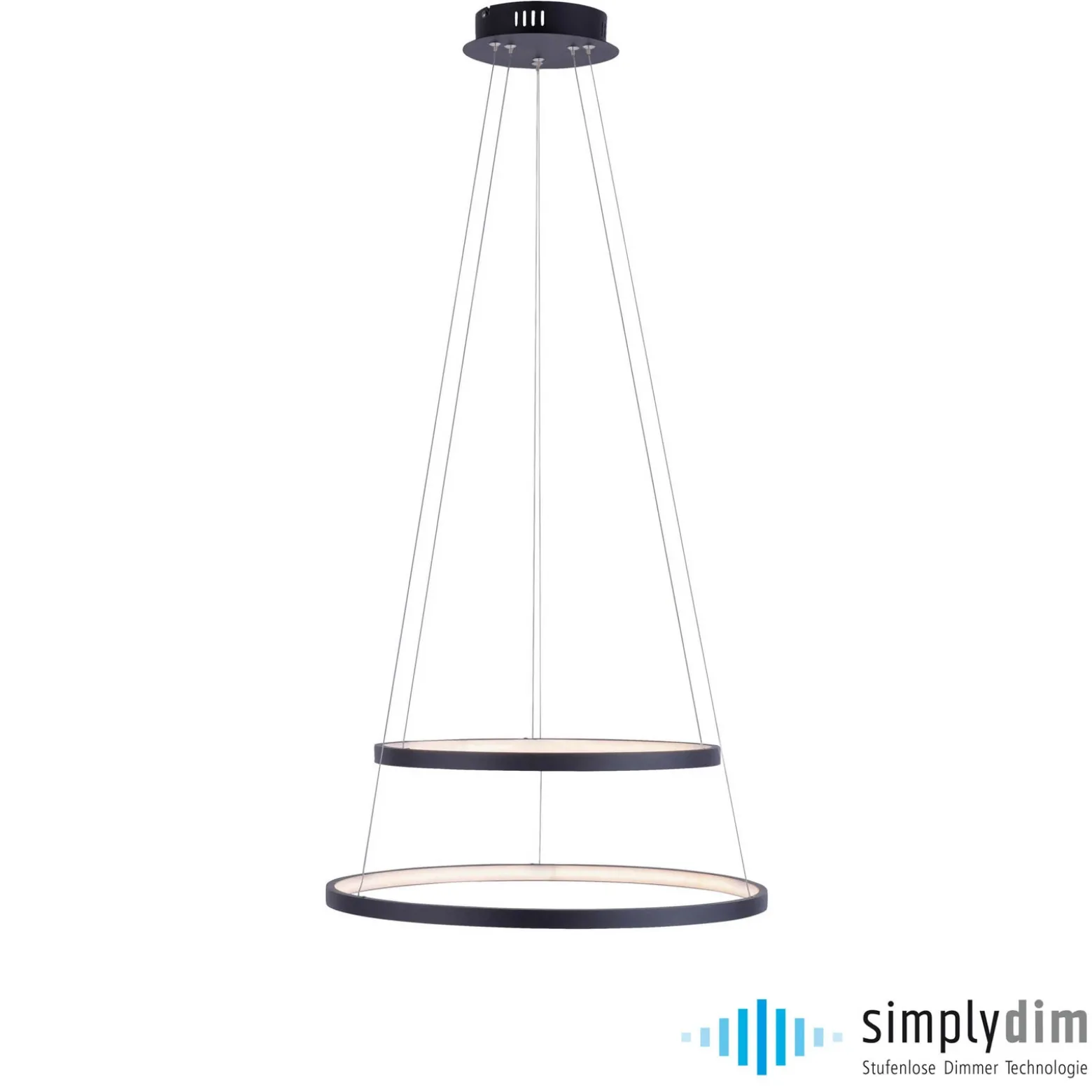 Lámpara colgante LED Circle, antracita, versión de 2 luces