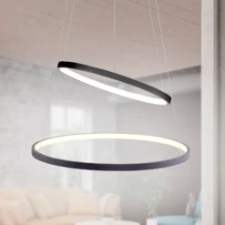 Lámpara colgante LED Circle, antracita, versión de 2 luces